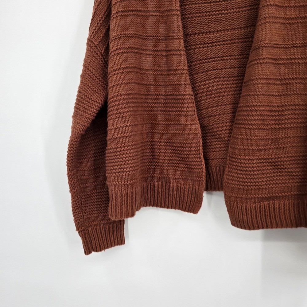 Universal Thread Womens Rust Brown Textured Ribbed Open Front Cardigan Large - Picture 5 of 6
